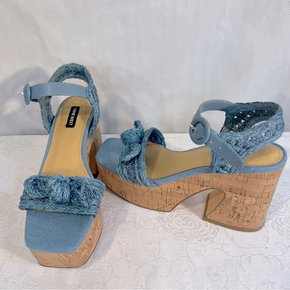 Nine West Blue Platform Sandals - Picture 1 of 9